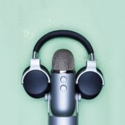 podcast microphone and heaphones